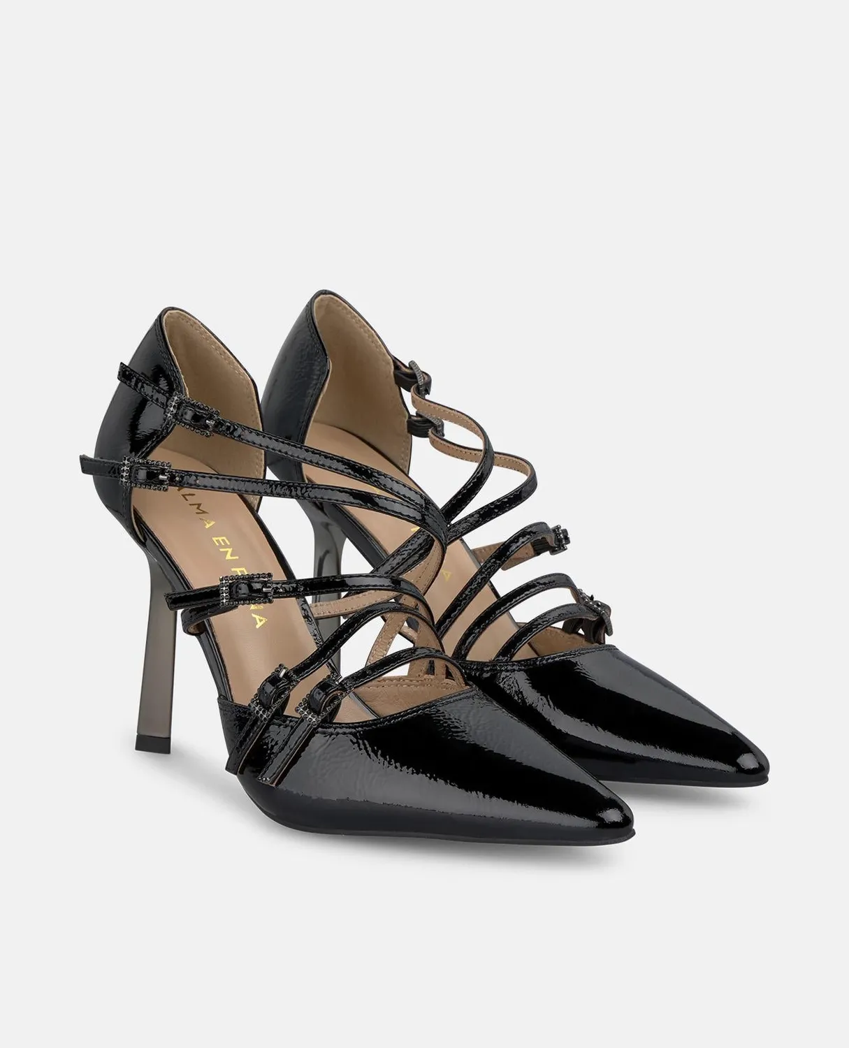 Alma en Pena I250450 escarpins vernis noir talon 10 cm