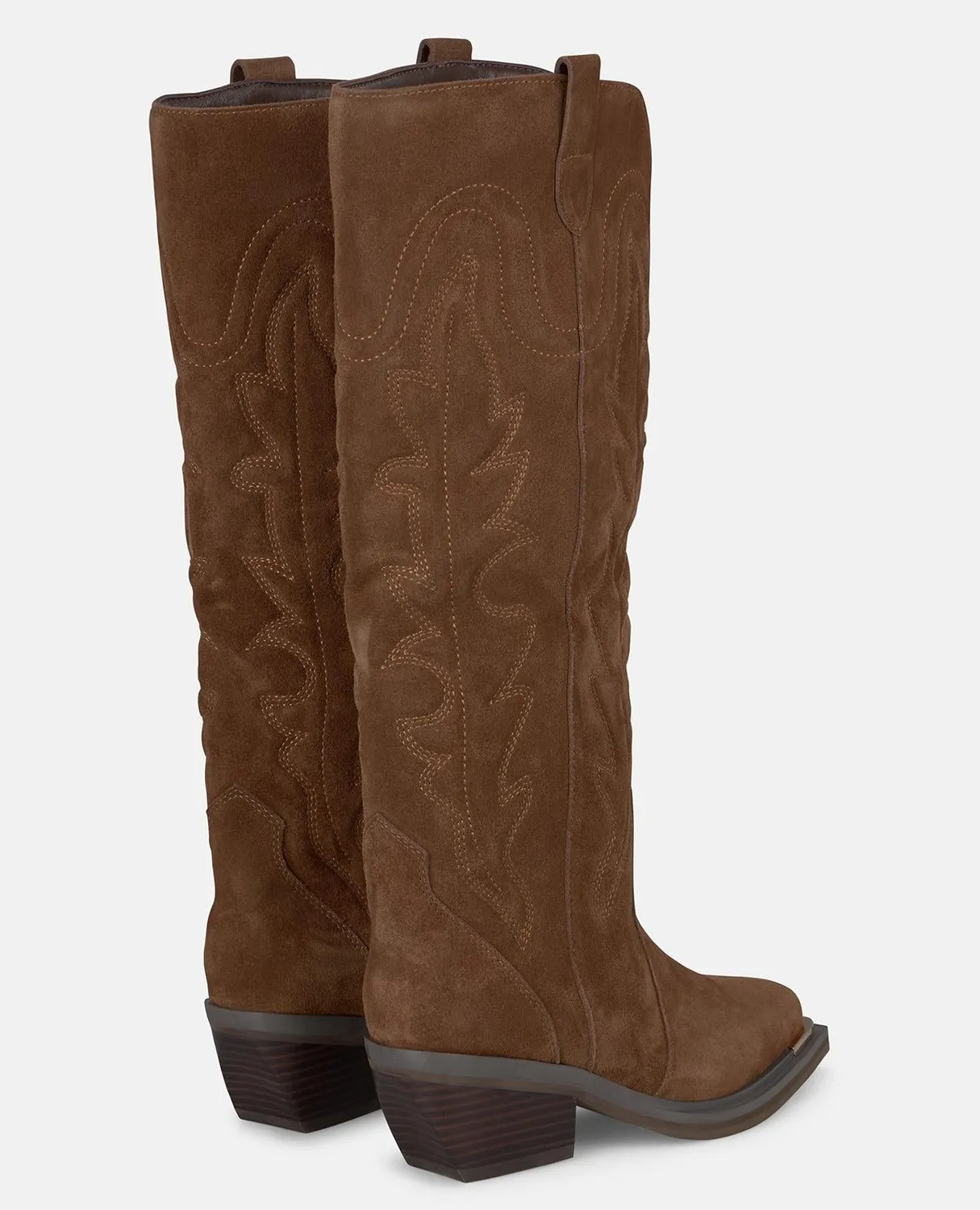 Alma en Pena I250966 bottes plates camel brodées cuir