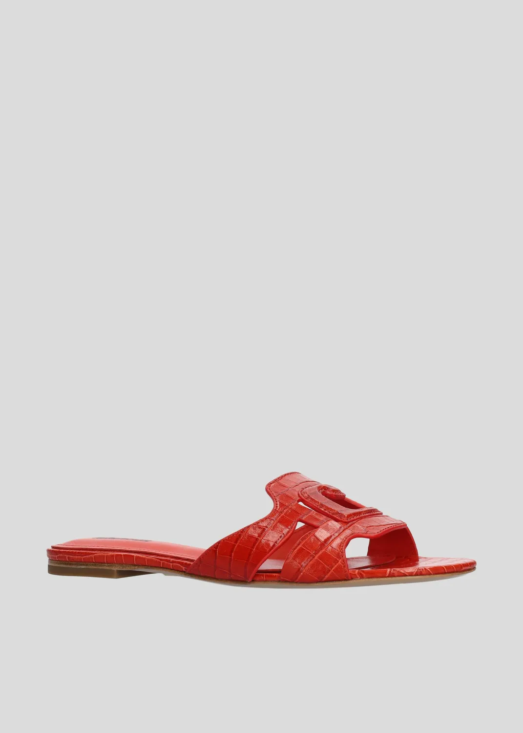 Lola Cruz Cuirine Flat sandales plates rouge cuir