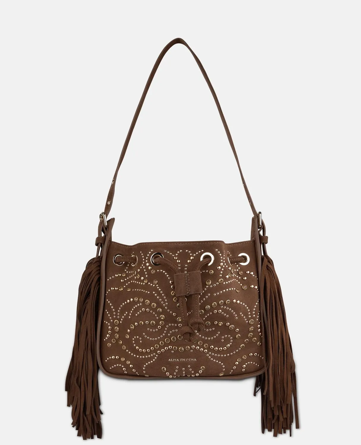 Alma en Pena BG215 sac cuir camel à strass