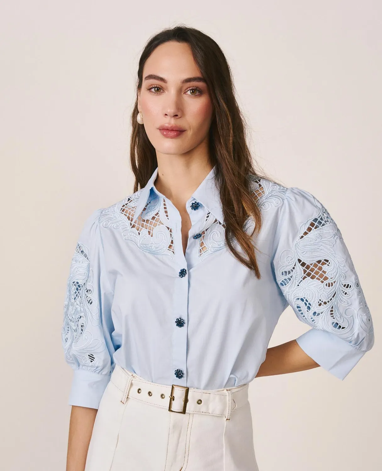 Alma en Pena V26CL0411 chemise popeline bleu