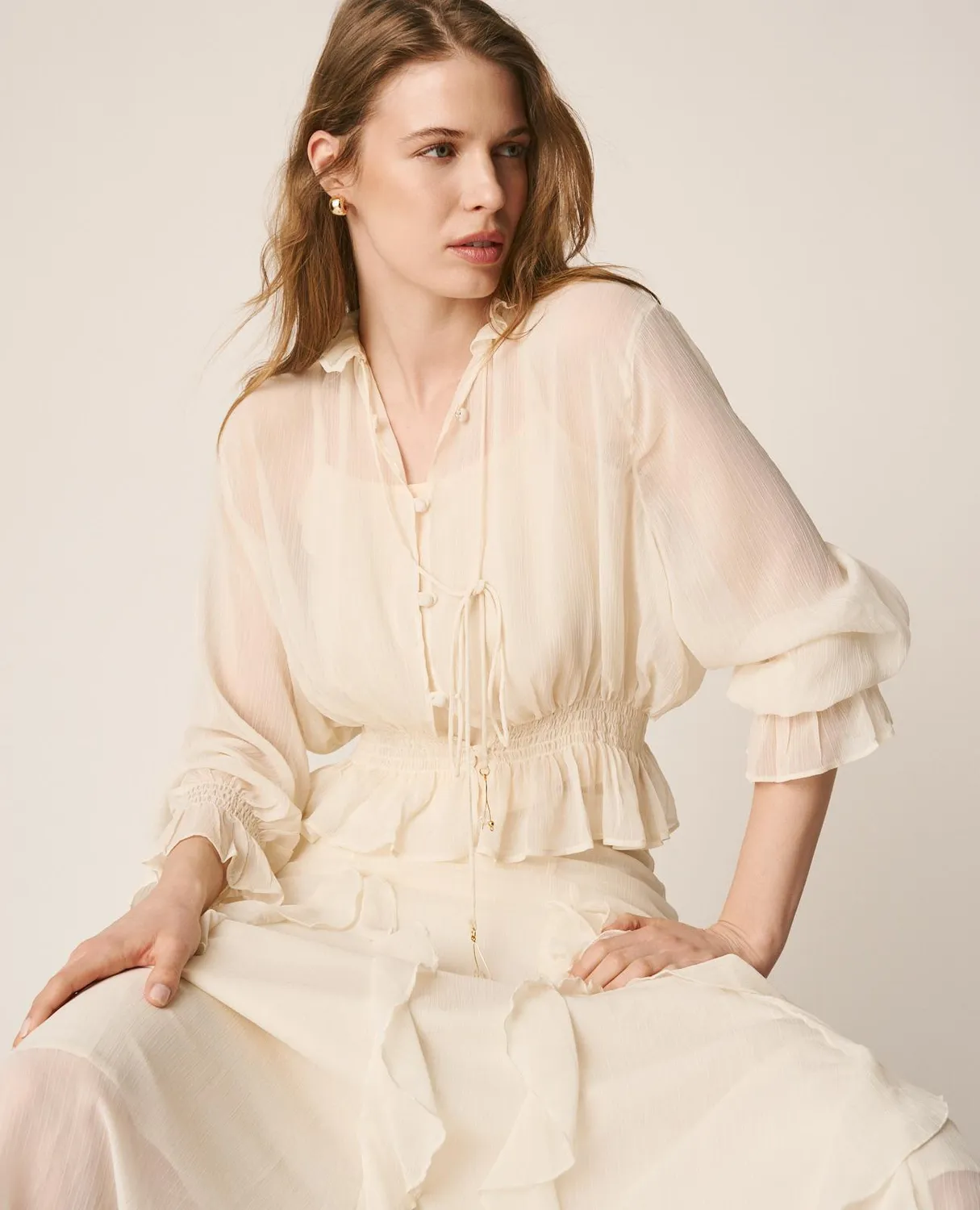 Alma en Pena V26CL0500 blouse blanche gaze smockée