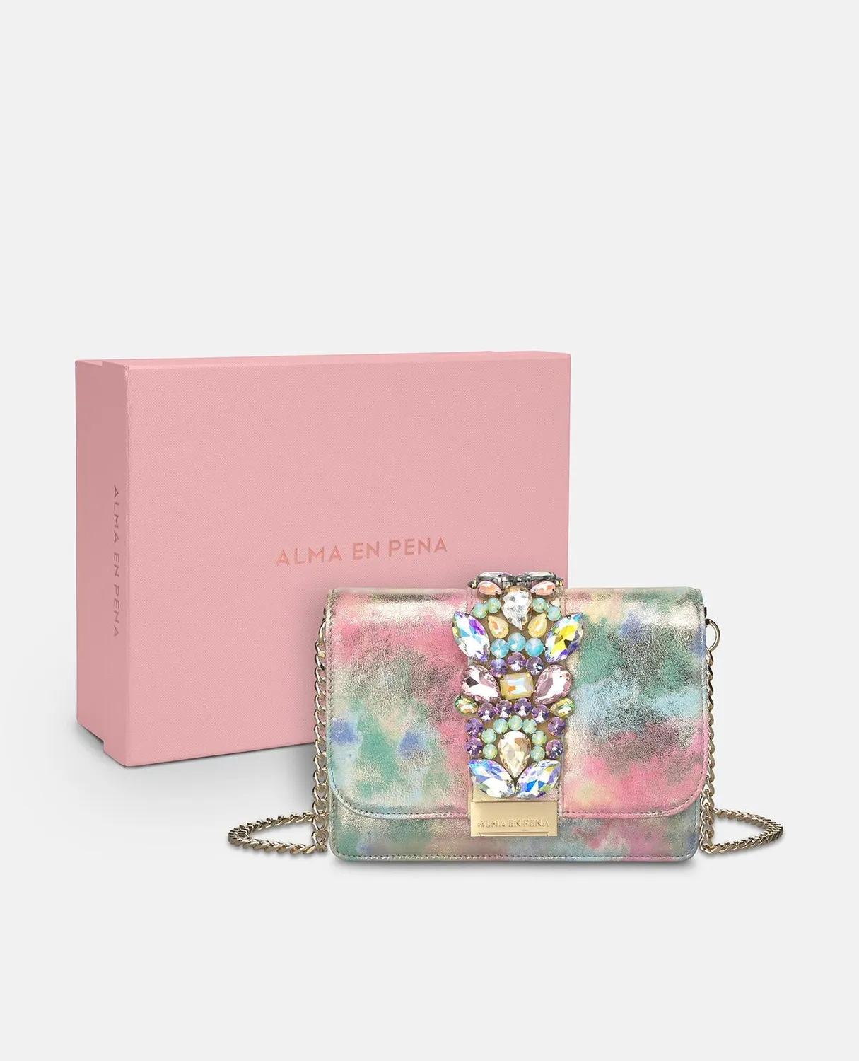 Alma en Pena V25BG5041 sac bandoulière rose cuir bijou