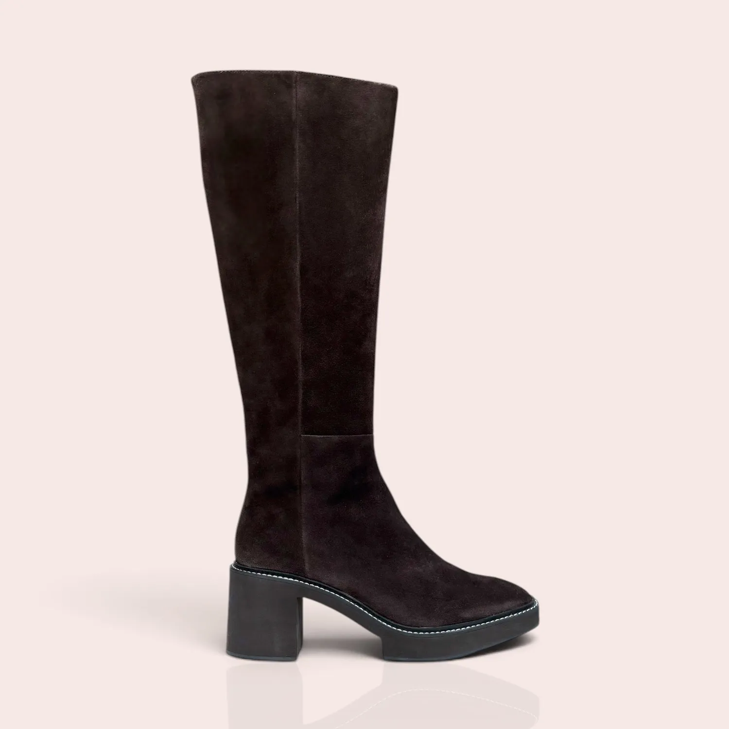 Karine Arabian BRANDON bottes prune cuir velours compensees