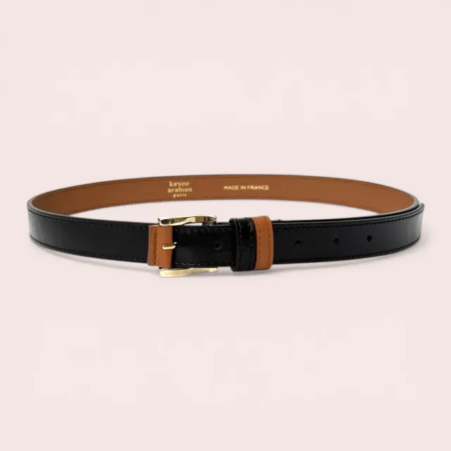 Karine Arabian Cadet Ceinture Cuir Noir Camel 96cm