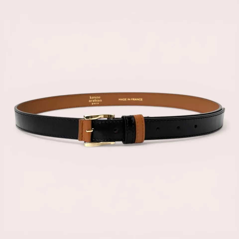 Karine Arabian Cadet Ceinture Cuir Noir Camel 96cm