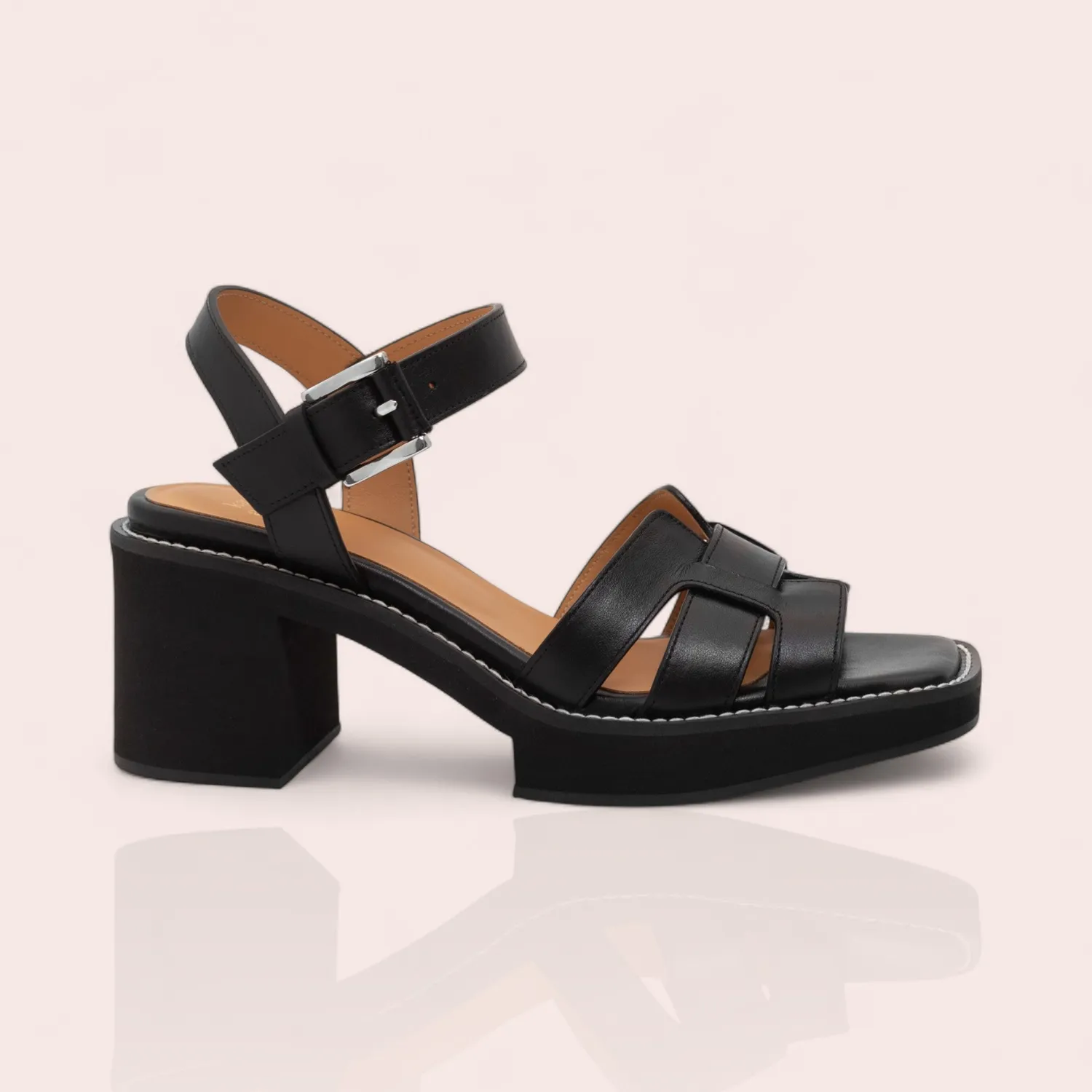Karine Arabian HAYANA sandale cuir noir 37 talon 65mm
