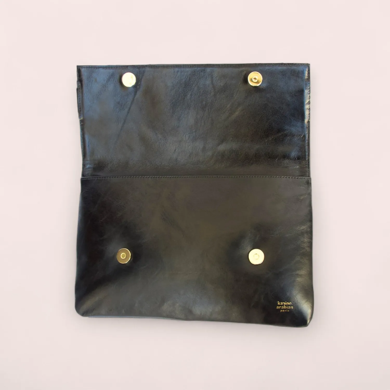 Karine Arabian Ischia pochette cuir noir XL