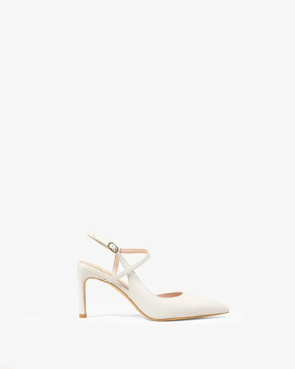 Mi/Mai Emy Off-White escarpins cuir blanc cassé bride