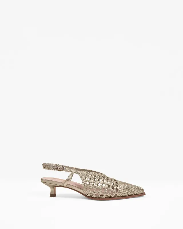 Mi/Mai Marina Woven Gold escarpin doré talon 4cm