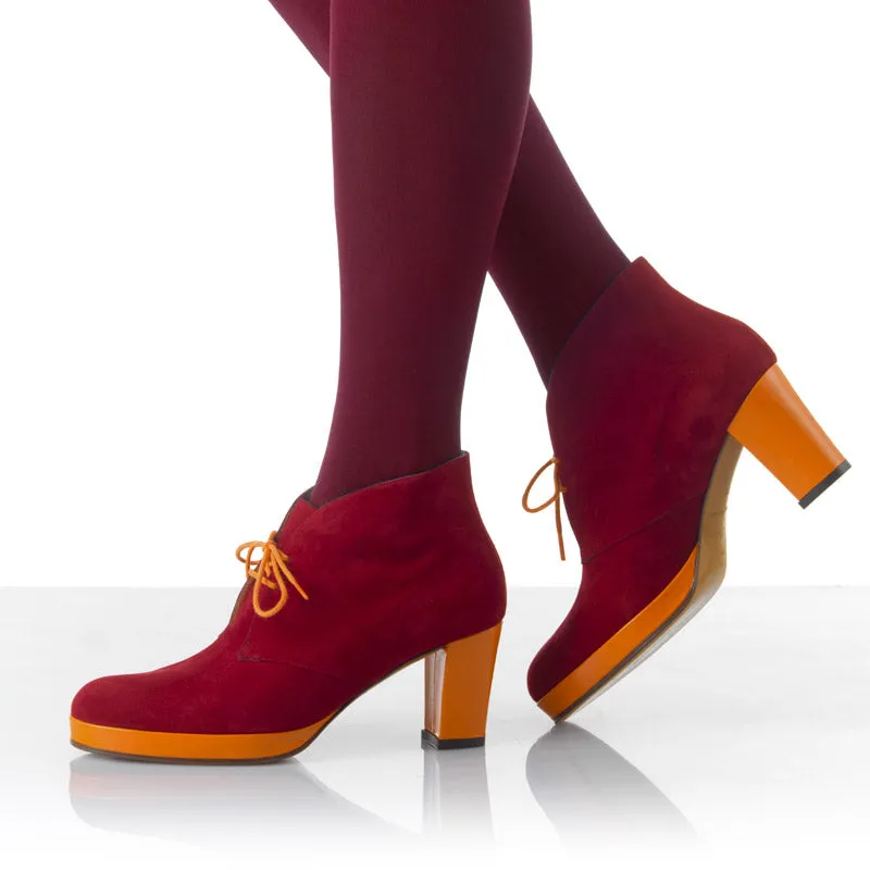 Bégum Paris Diane bottines carmin mandarine talon 7 cm