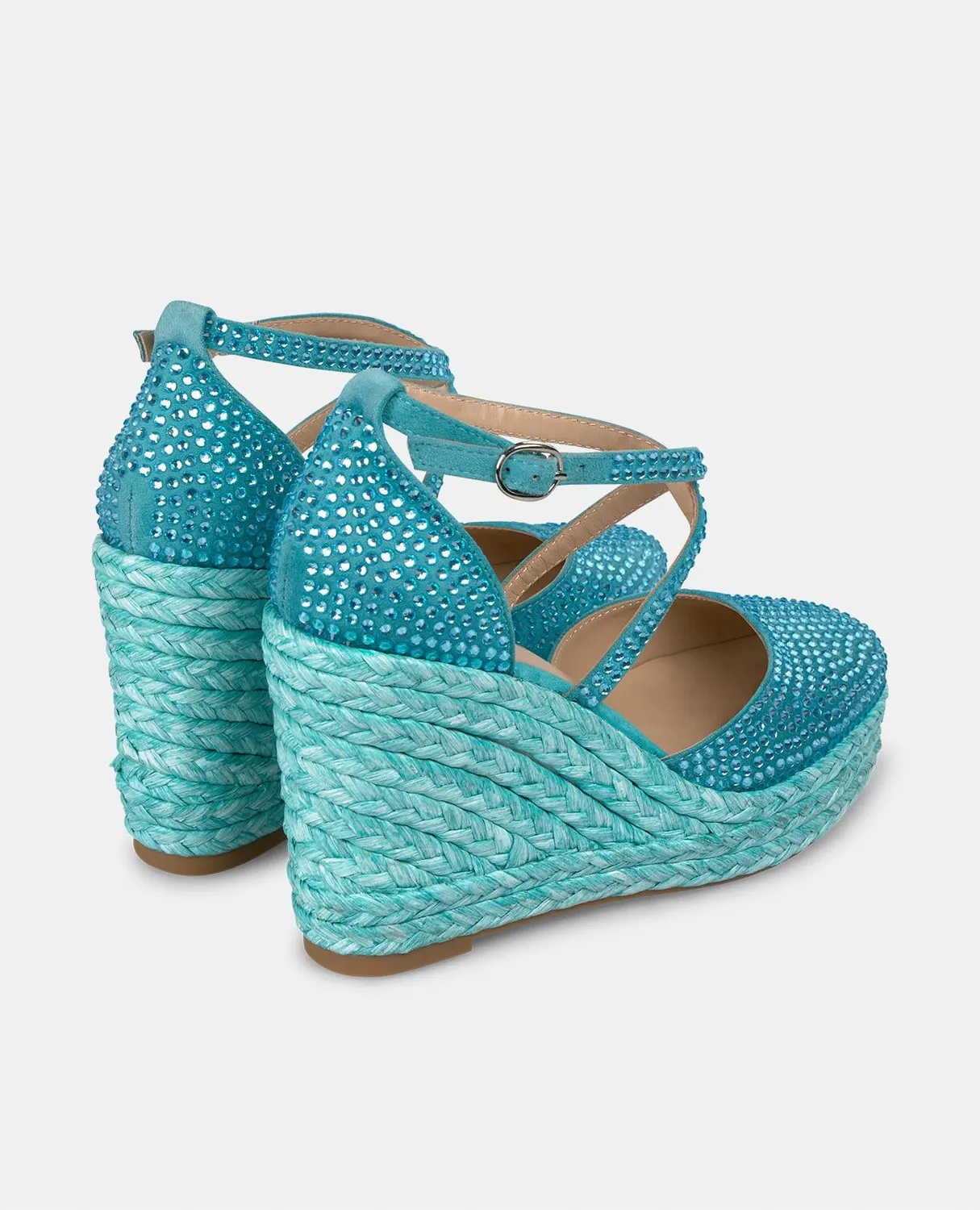 Alma en Pena V2551002 compensées turquoise cuir strass