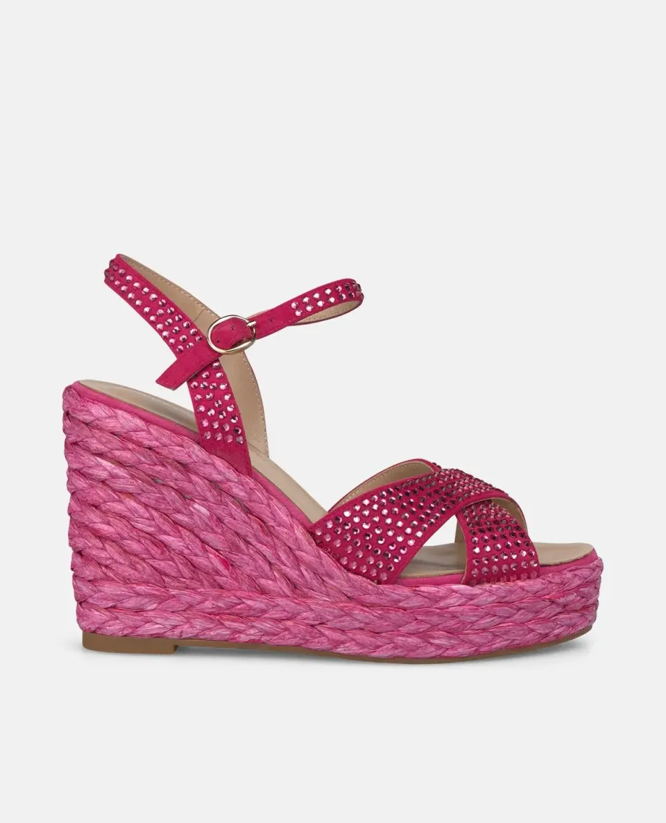 Alma en Pena V2551003 compensées fuchsia strass talon 9,8 cm