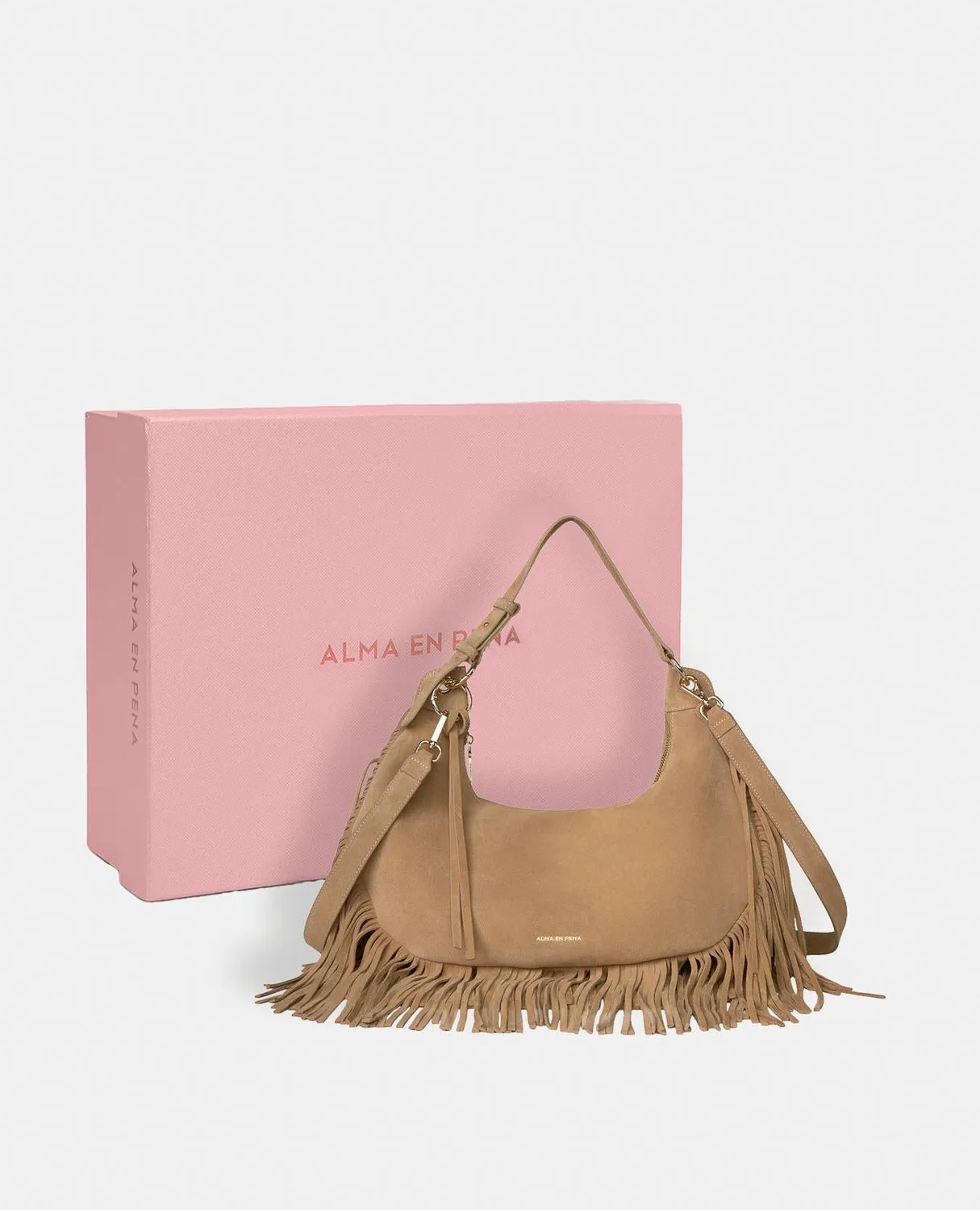 Alma en Pena V26BG062 sac cuir franges camel