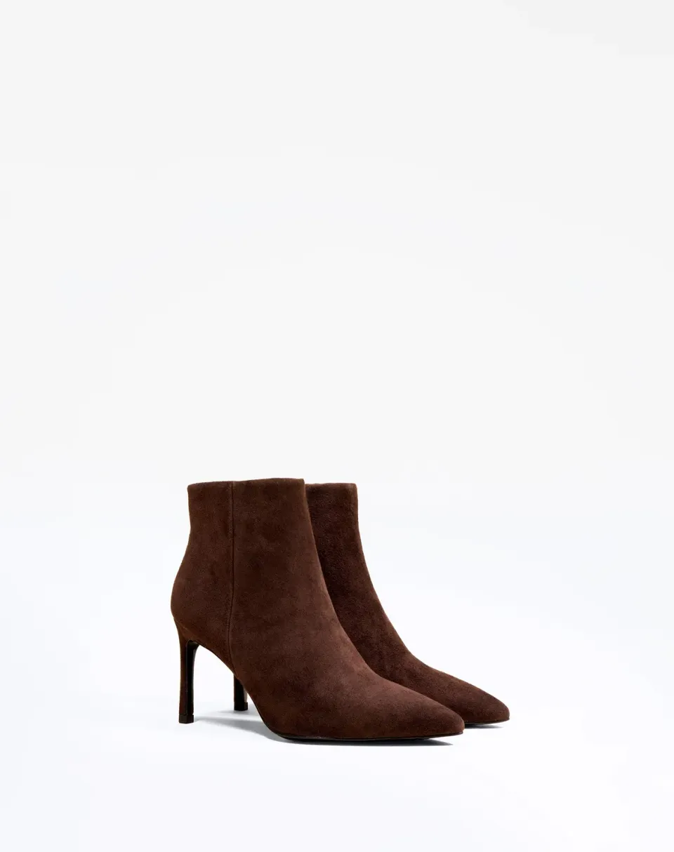 Mi/Mai Noura bottines à talon 8 cm daim chocolat