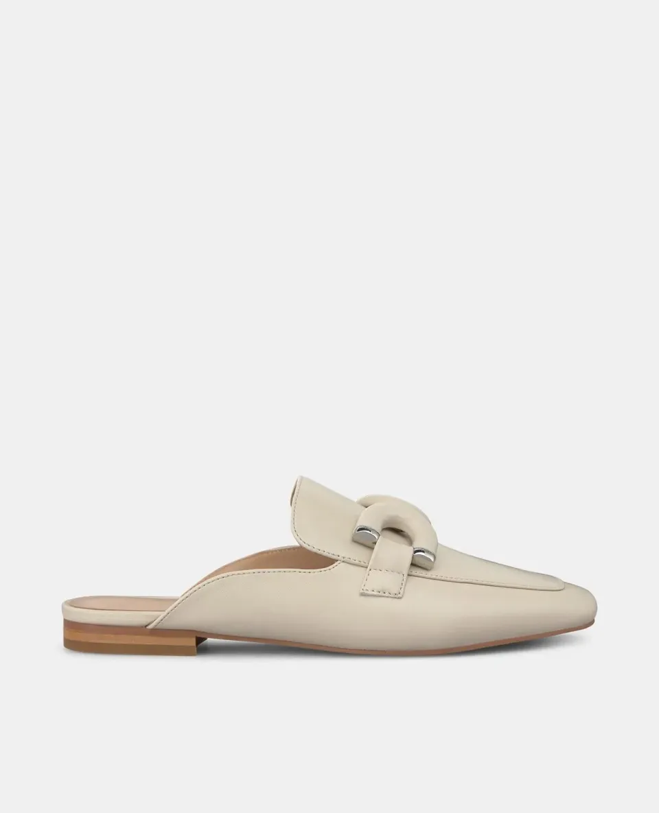 Alma en Pena V250301 mules blanc cuir plat
