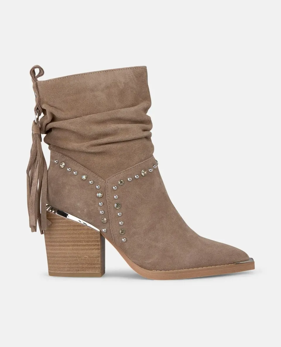 Alma en Pena I250834 bottine franges cuir vison talon 7 cm