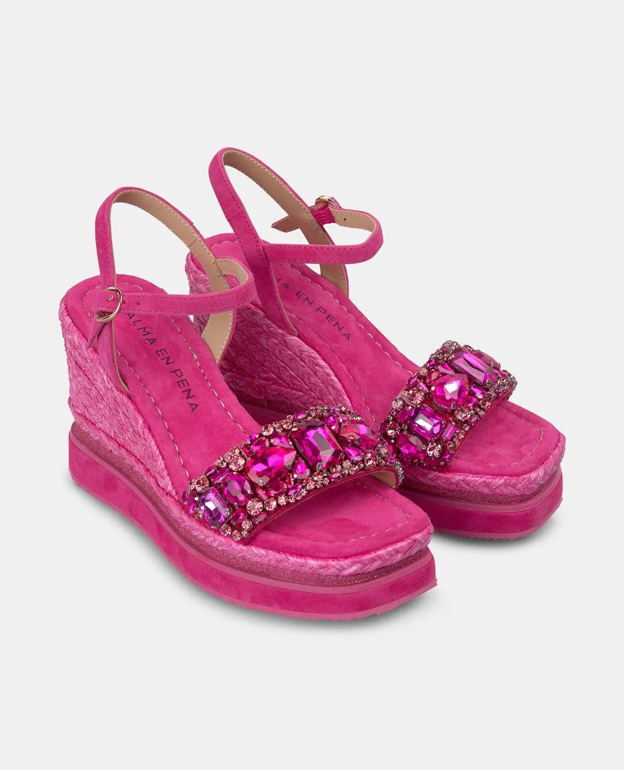 Alma en Pena V251308 sandales compensées fuchsia strass