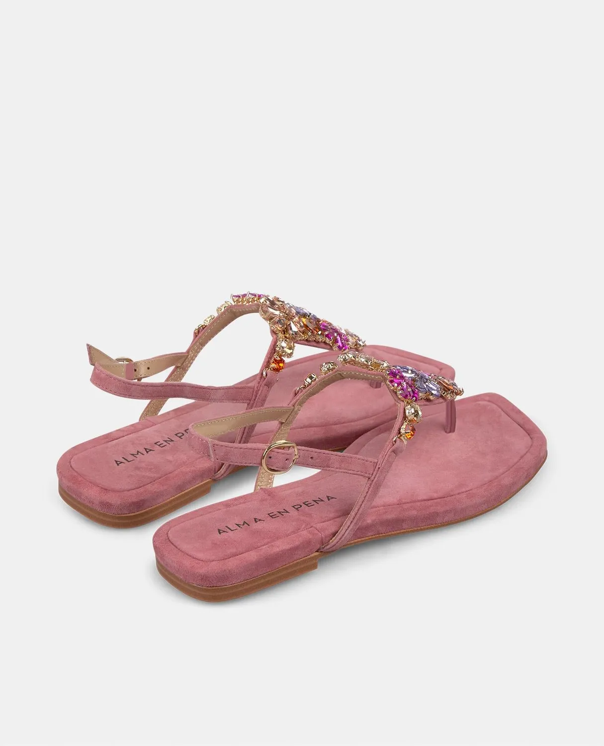 Alma en Pena V251917 tongs lilas plates strass