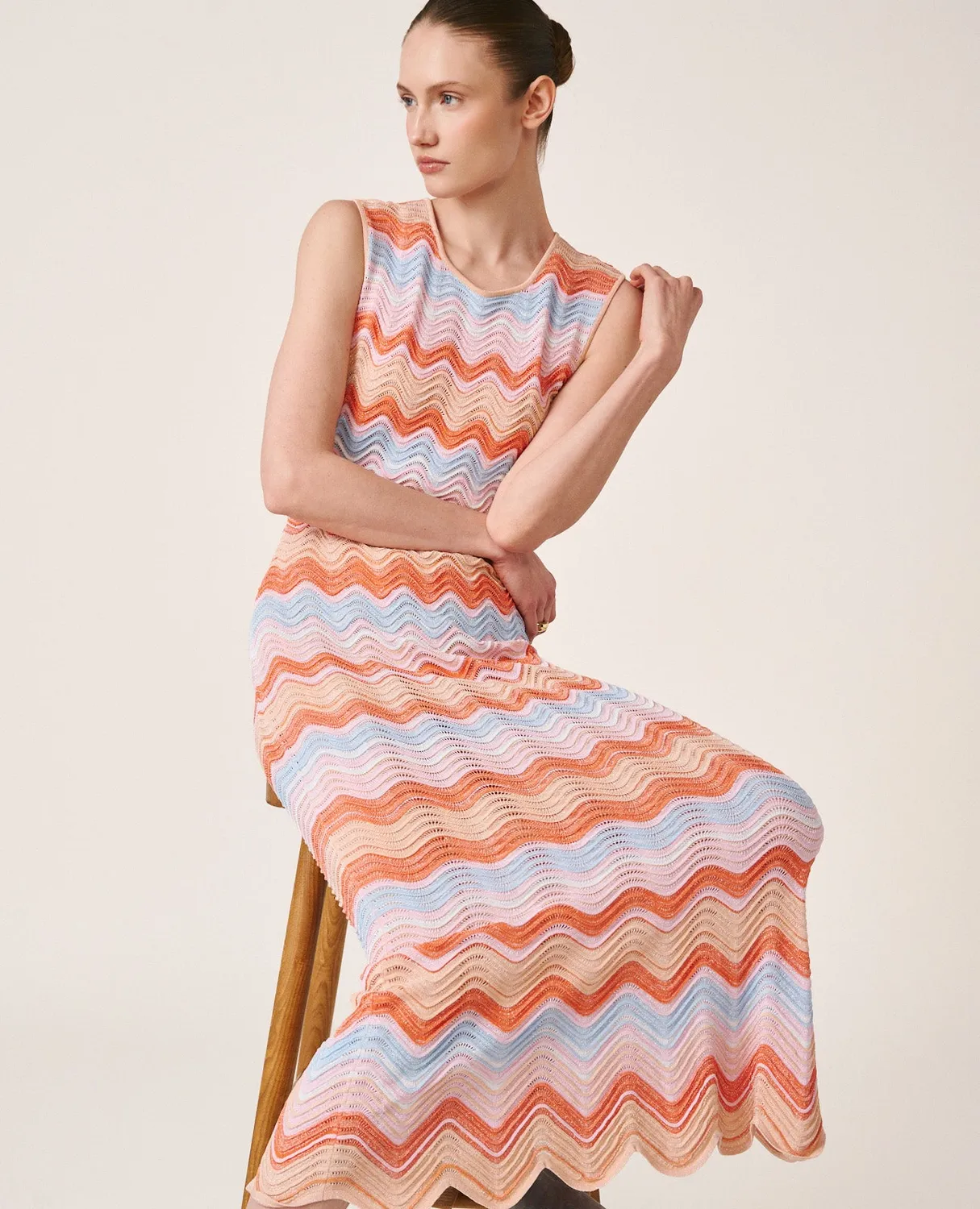 Alma en Pena V26CL0201 robe longue maille orange