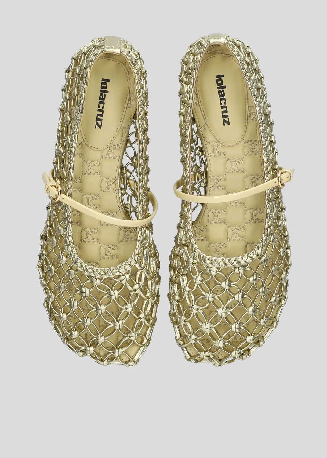 Lola Cruz Gara Ballerina ballerines doré cuir
