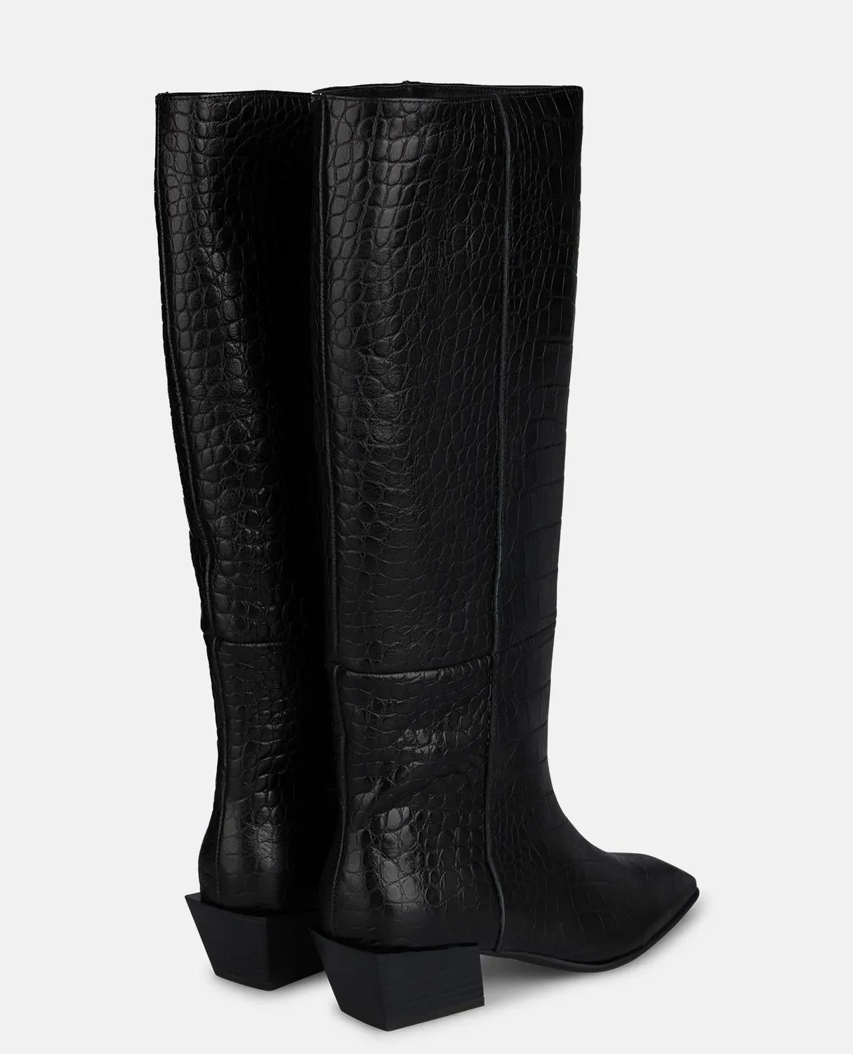 Alma en Pena I260620 bottes noires croco talon 4 cm