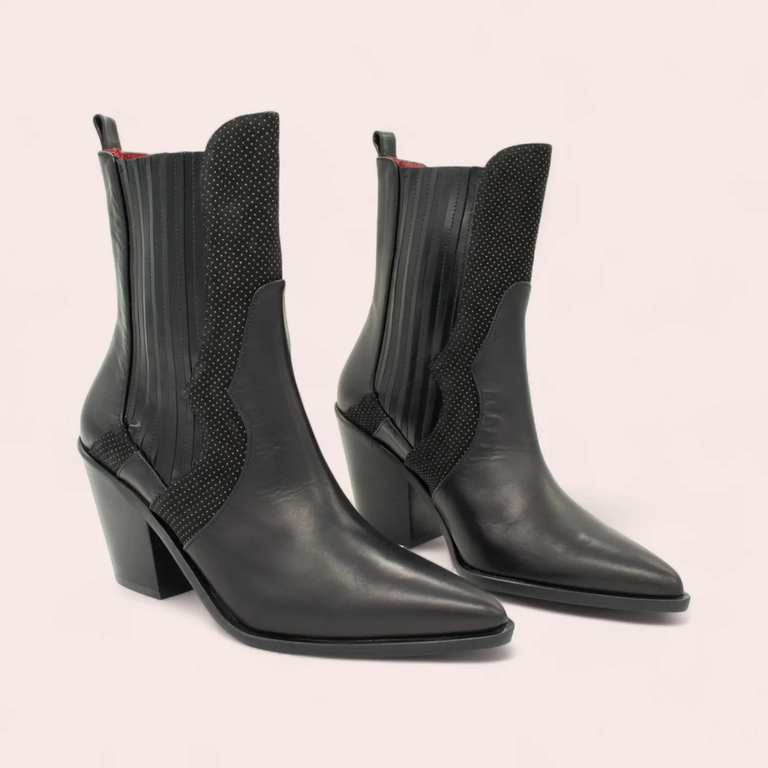 Karine Arabian MIRANDA bottine santiag noire cuir 65 mm