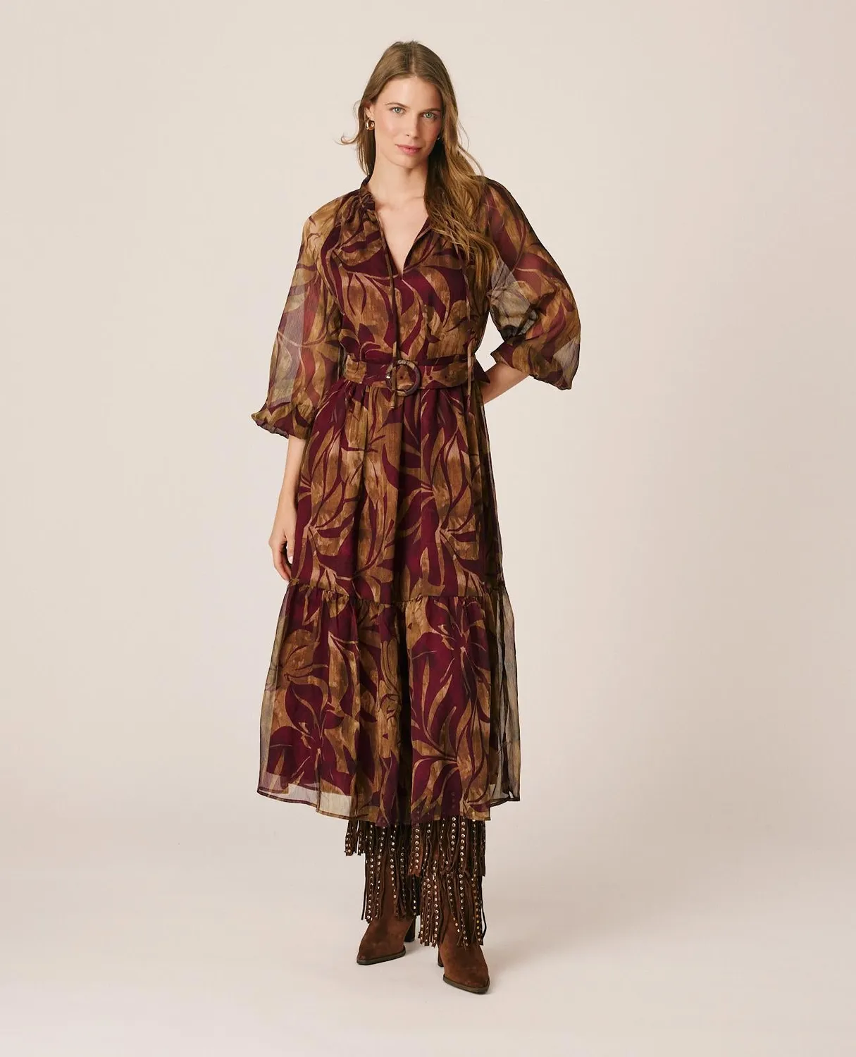 Alma en Pena I26CL0210 robe midi gaze bordeaux