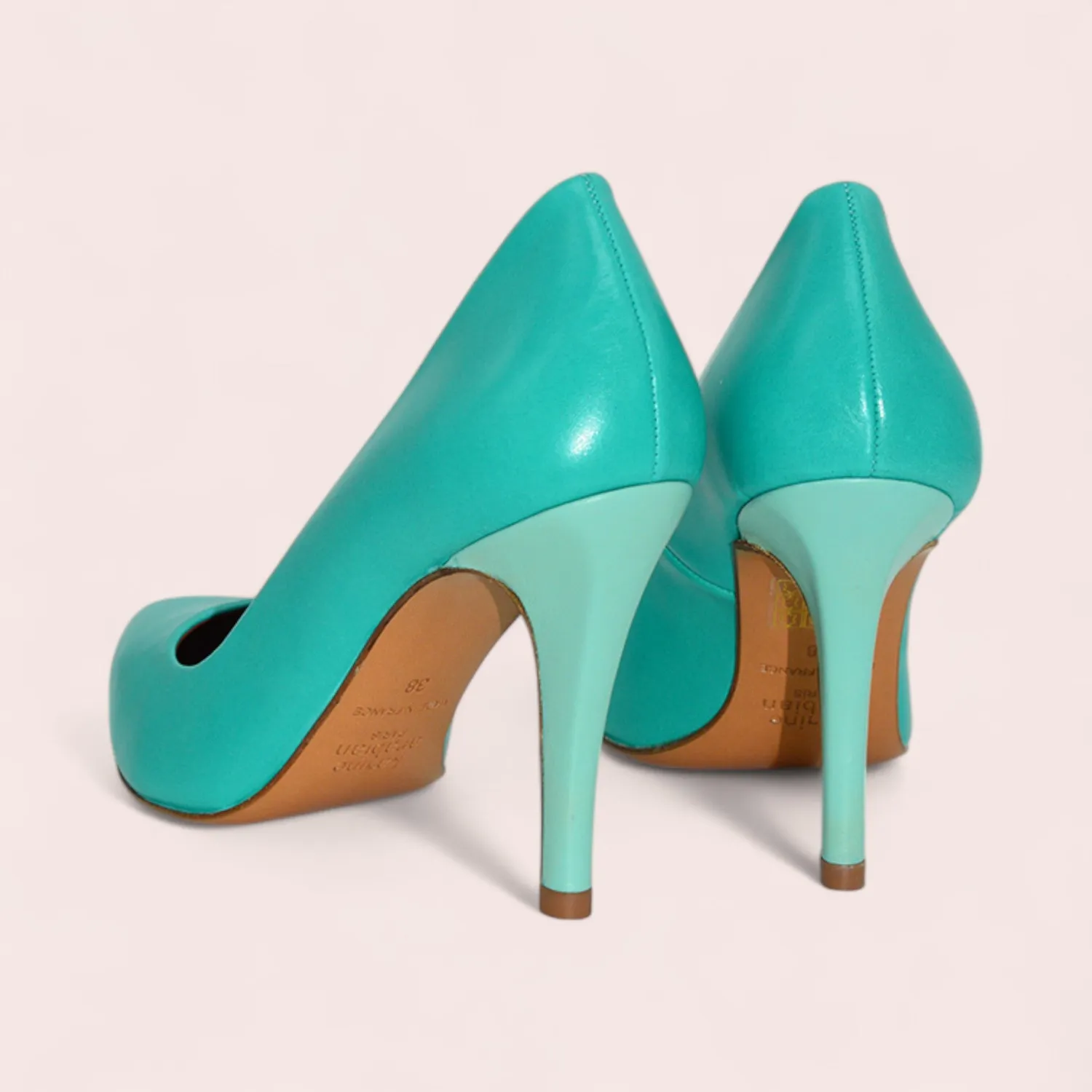 Karine Arabian PUMP escarpin cuir turquoise 38 talon 100mm