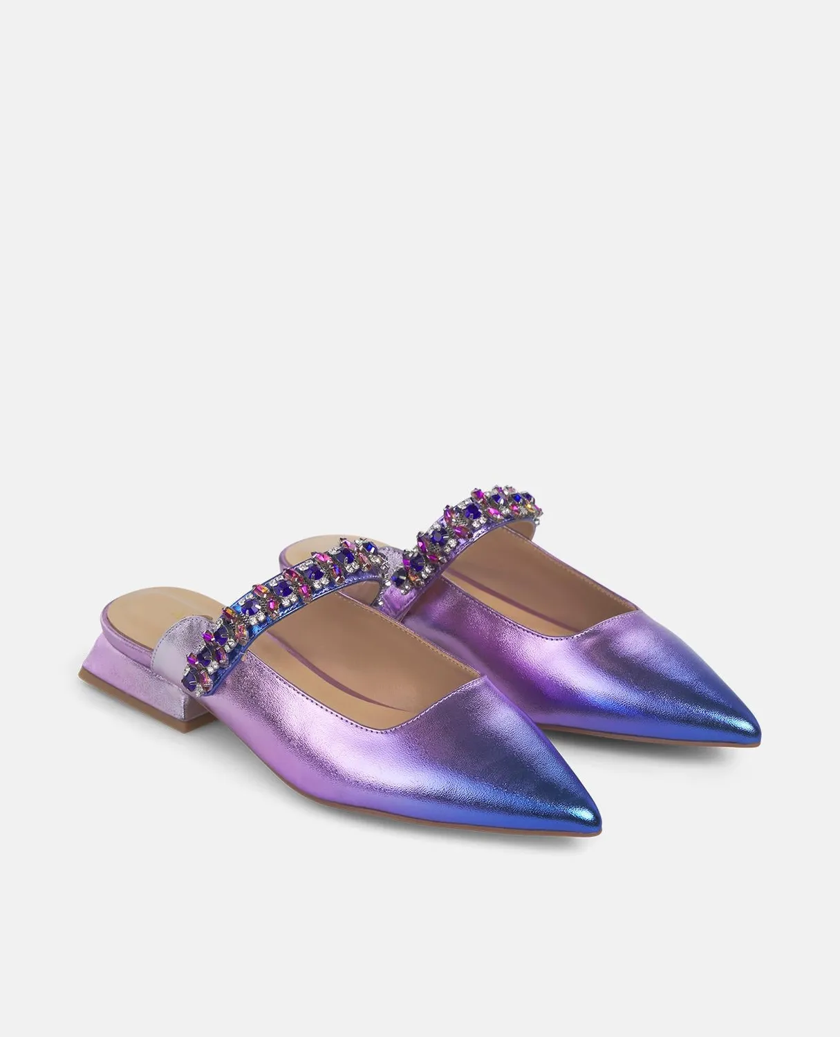 Alma en Pena V250491 ballerines cuir violet strass 2 cm