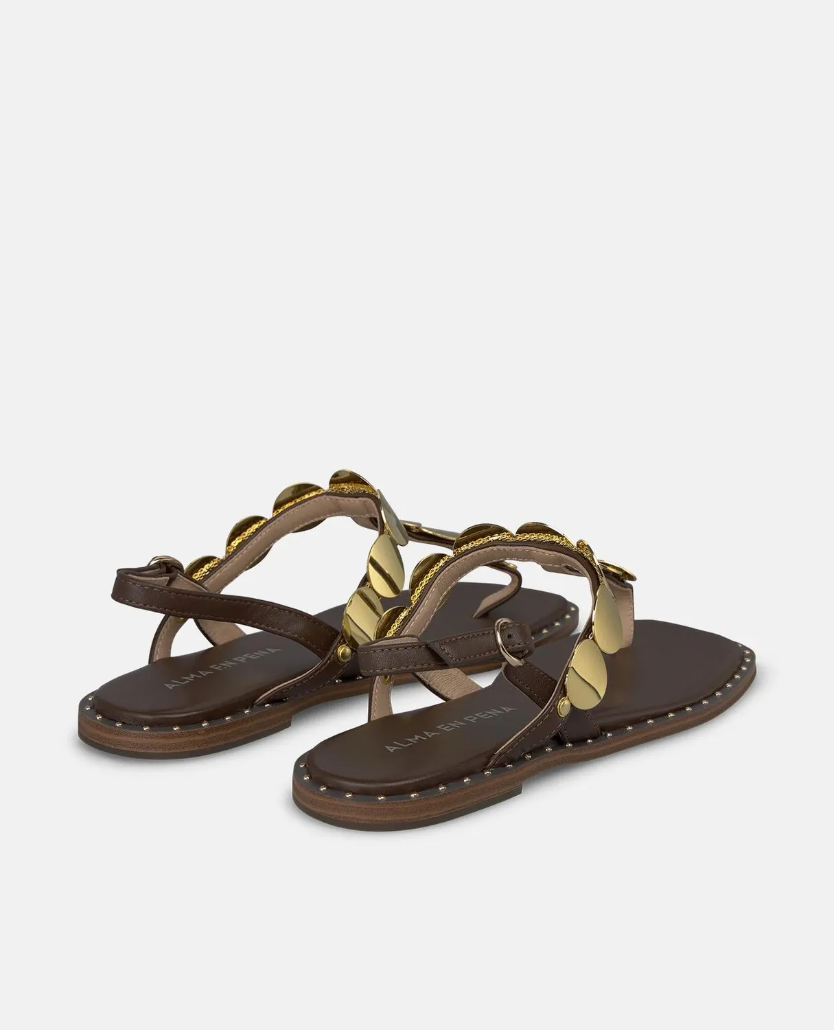 Alma en Pena V268200 sandales plates cuir marron