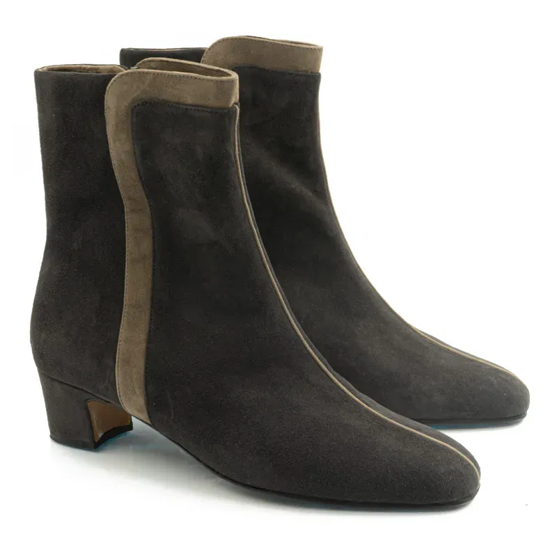 Bégum Paris Chéri taupe bottine velours 3 cm