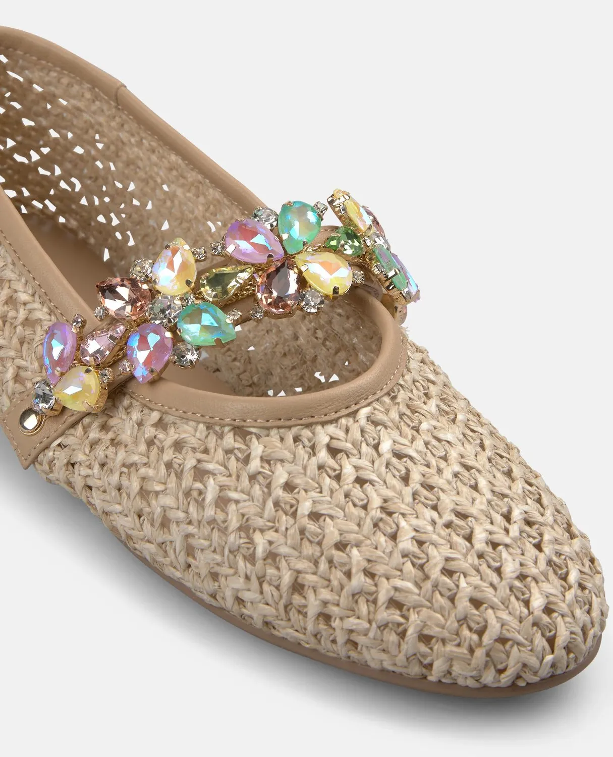 Alma en Pena V261205 ballerines sable rafia bijou plates