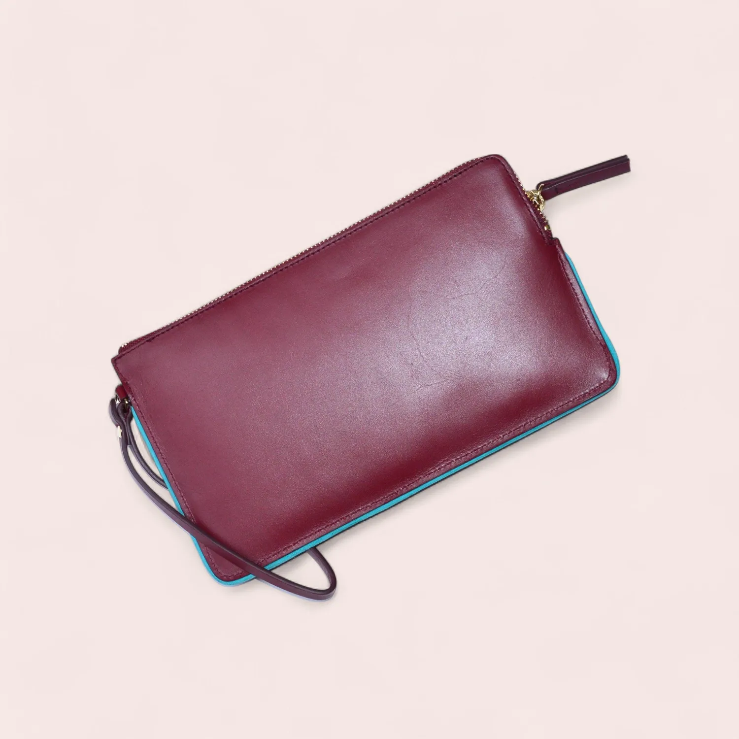 Karine Arabian Carie pochette cuir bordeaux 15x25cm