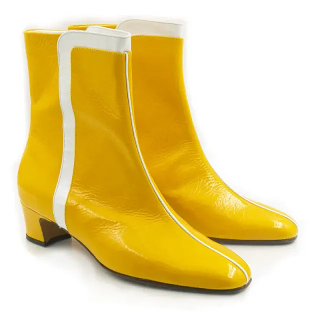 Bégum Paris Chéri Vogue bottine vernis jaune talon 3 cm