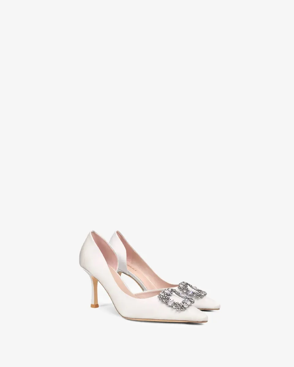 Mi/Mai Astoria White Satin escarpins satin strass
