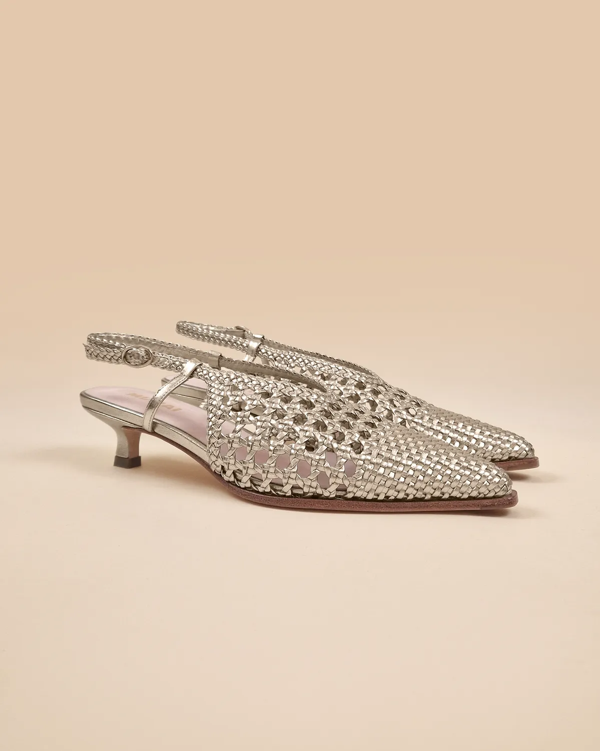 Mi/Mai Marina Woven Gold escarpin doré talon 4cm