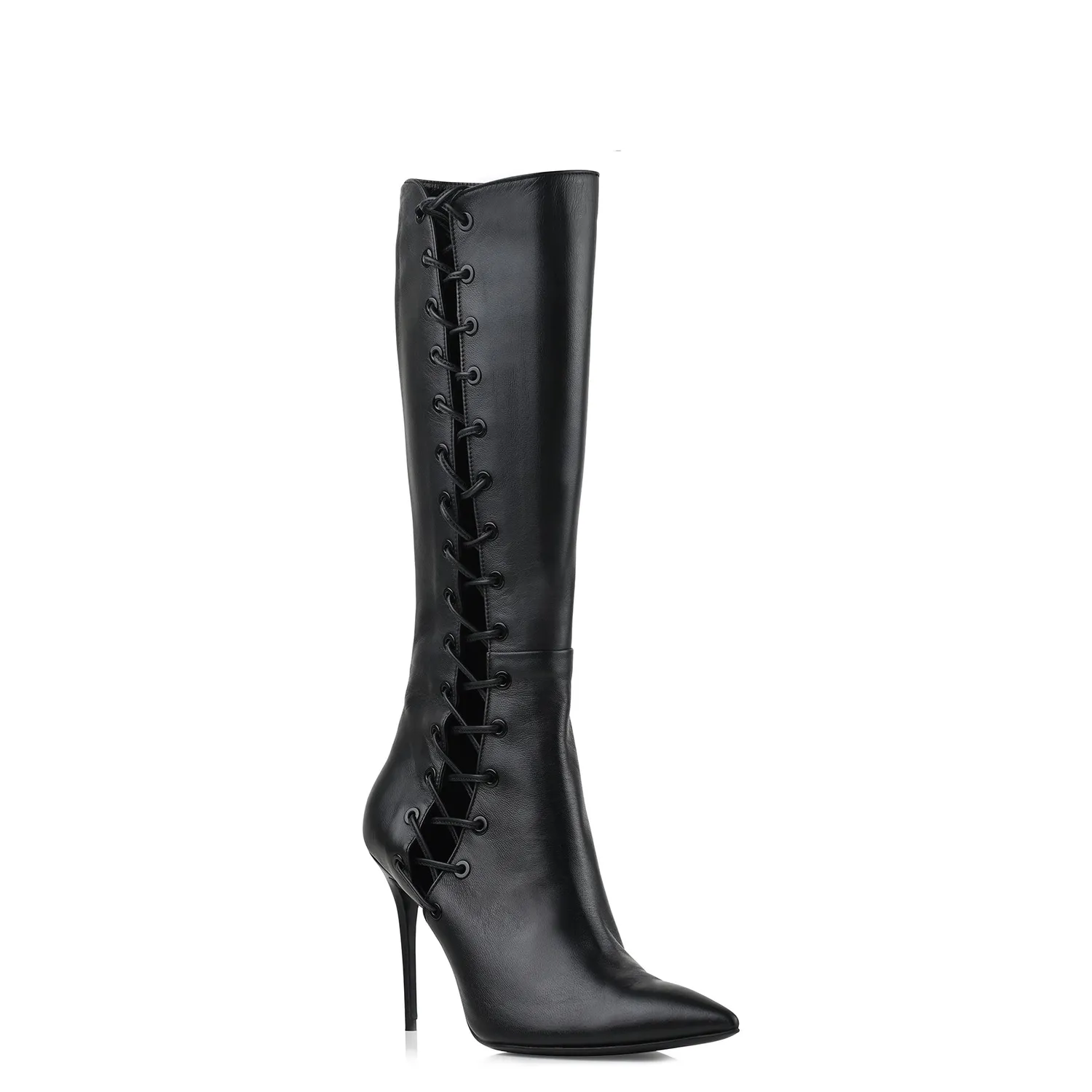 Maison Ernest Lutine Botte 100 bottes noires cuir mat talon 10 cm