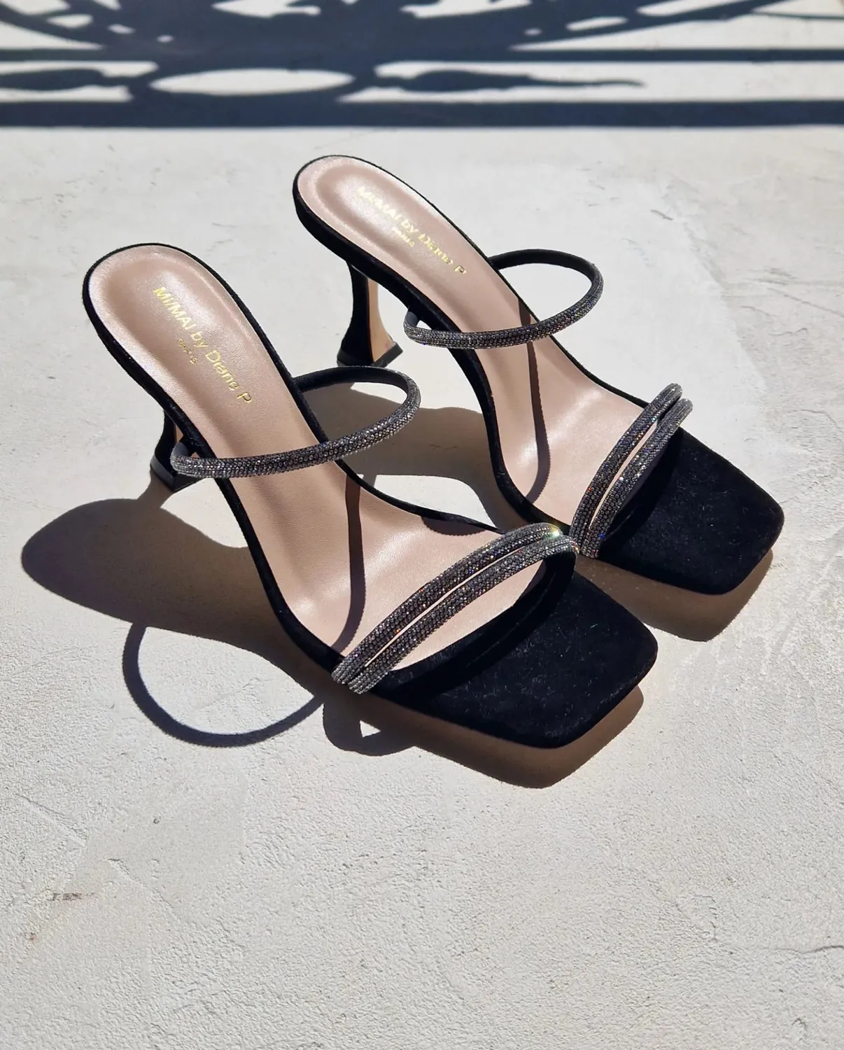 Mi/Mai Tokyo Black sandales à talons noires strass
