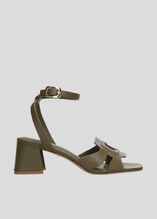 Lola Cruz Cuirine sandales à talon kaki