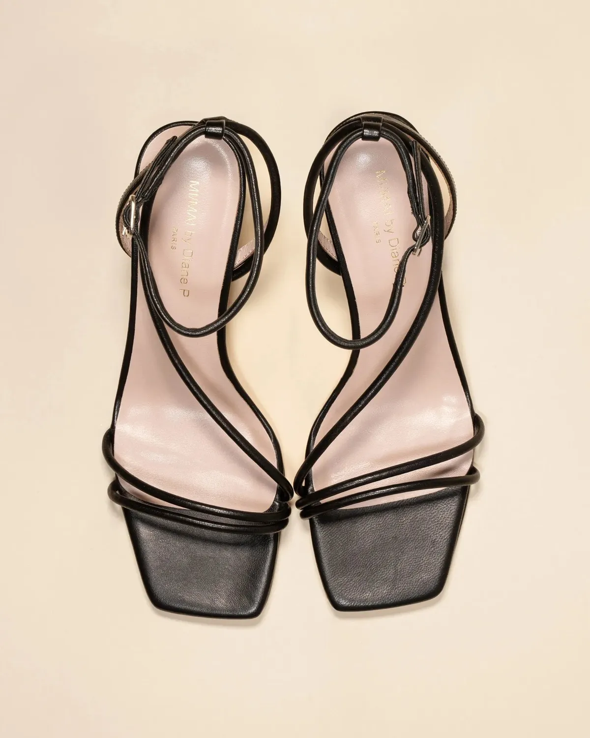Mi/Mai Bondi Black sandales noires talon haut fines brides