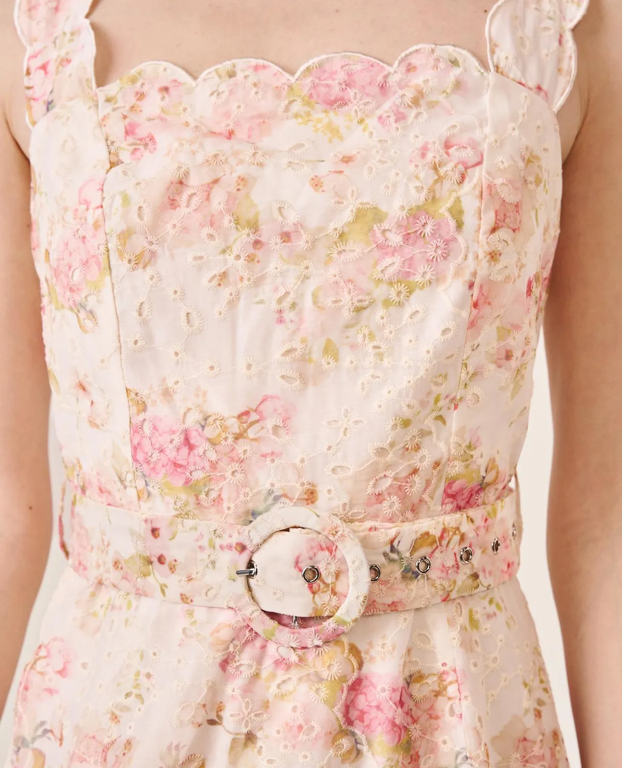 Alma en Pena V26CL0213 robe longue rose floral broderie