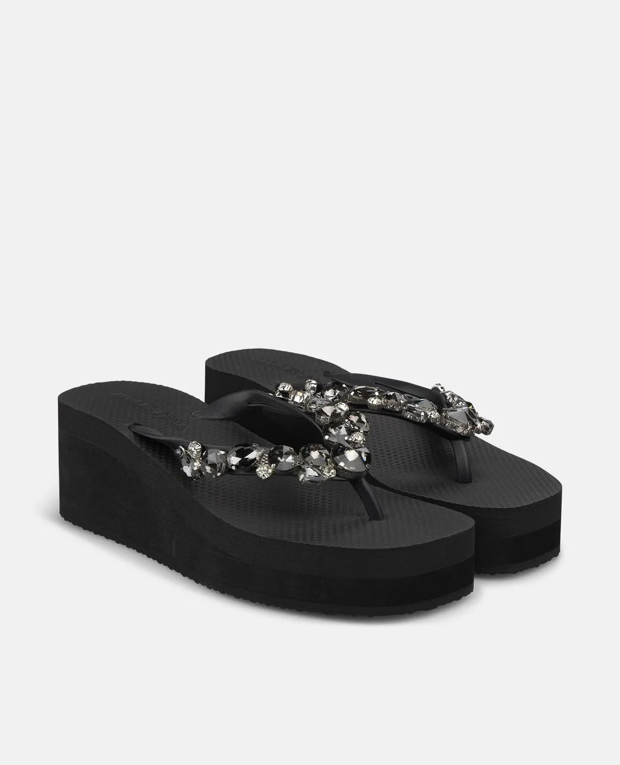 Alma en Pena V251997 tongs noires strass 4,5 cm