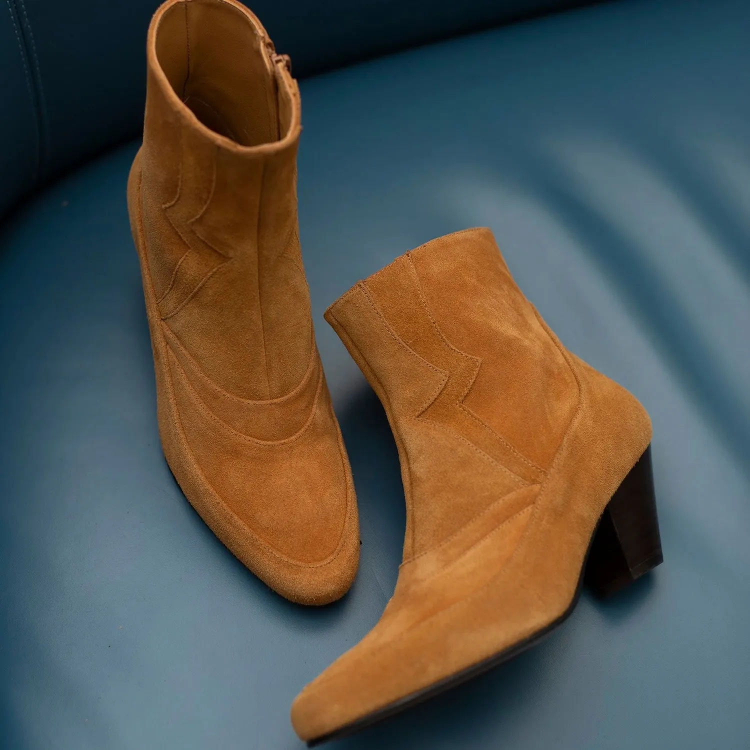 Karine Arabian MARTIN bottine camel velours talon 50