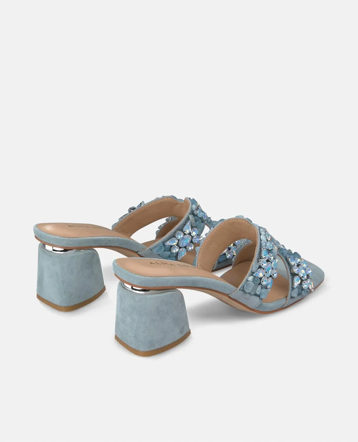 Alma en Pena V250957 mules bleues strass talon 6 cm