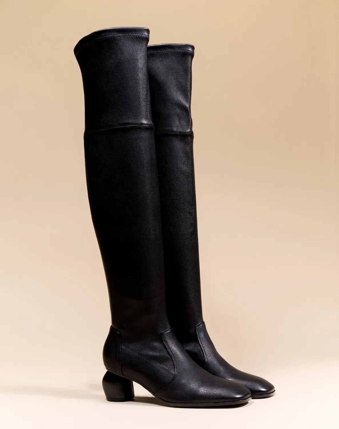 Mi/Mai Gae Low cuissardes cuir agneau noir talon 5 cm