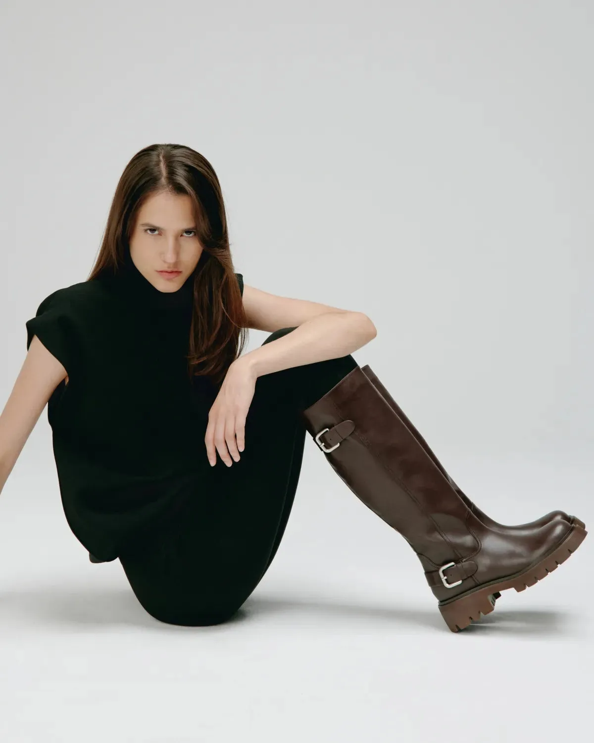 Mi/Mai Herpen Chocolate bottes chunky cuir