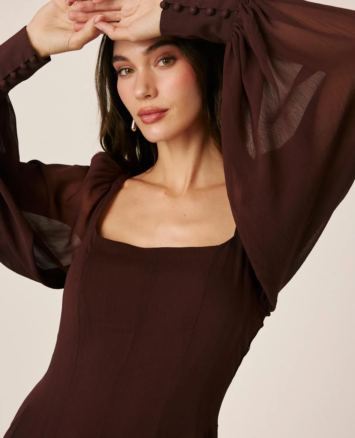 Alma en Pena I26CL0208 robe longue marron gaze