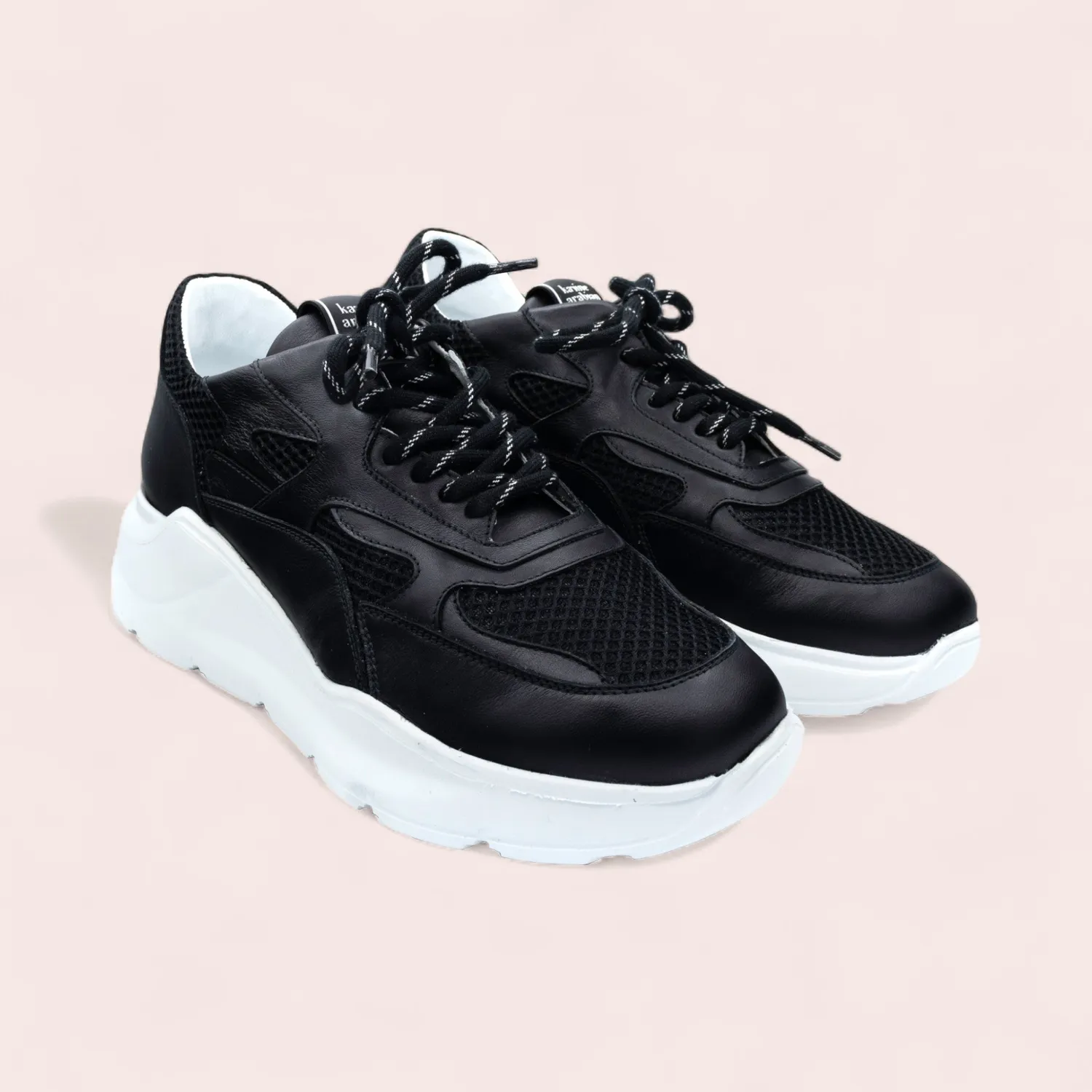 Karine Arabian MANON sneakers cuir noir résille 25 mm