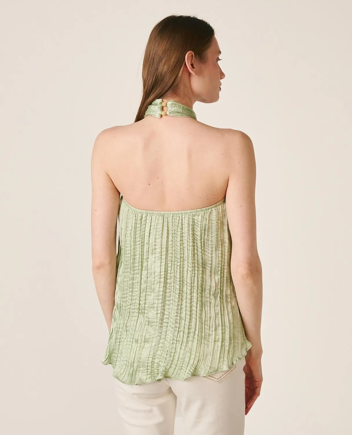 Alma en Pena V26CL0514 blouse satin verte halter